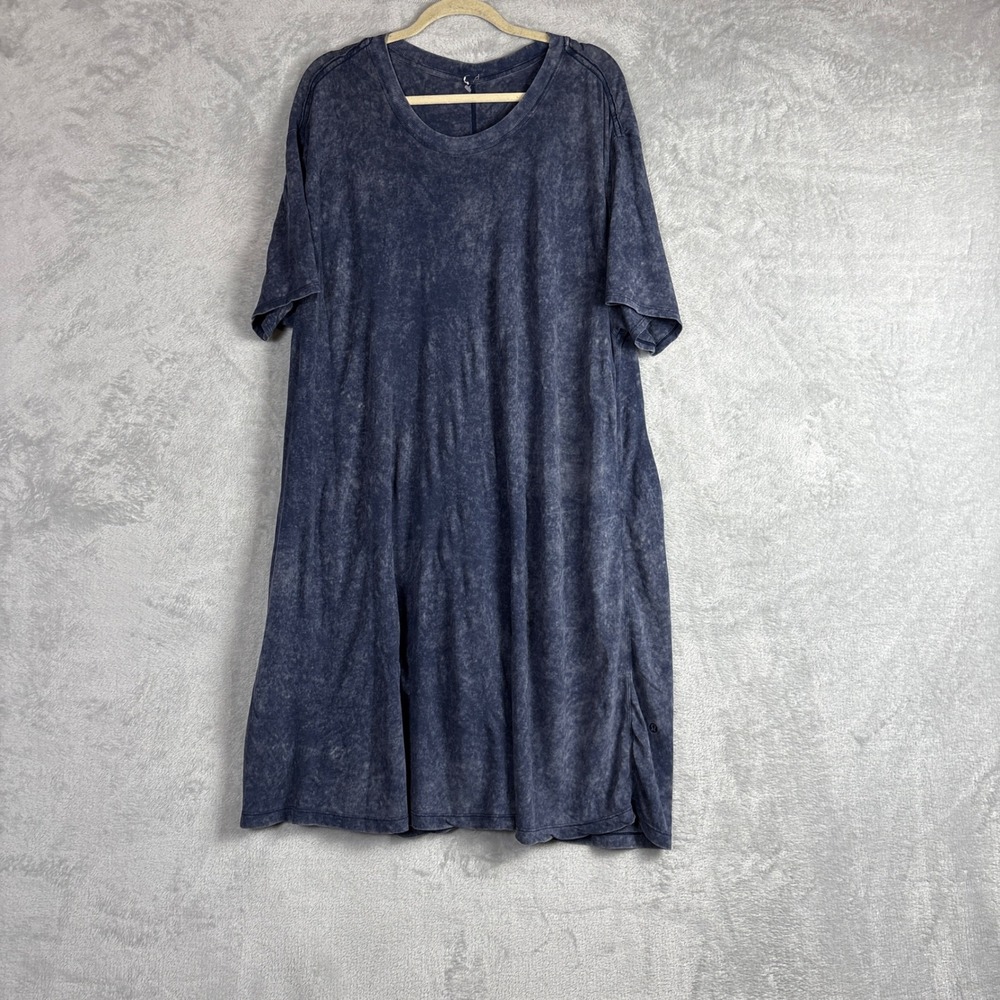Lululemon All Yours T-Shirt Dress Blue Mineral Wash Acid Wash Oversized Sz 12